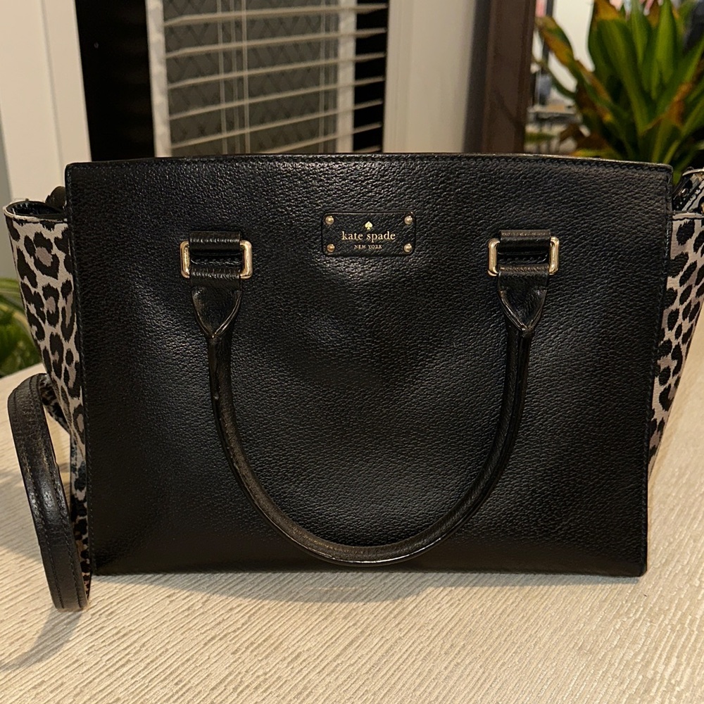 Kate Spade Black and leopard Print Satchel